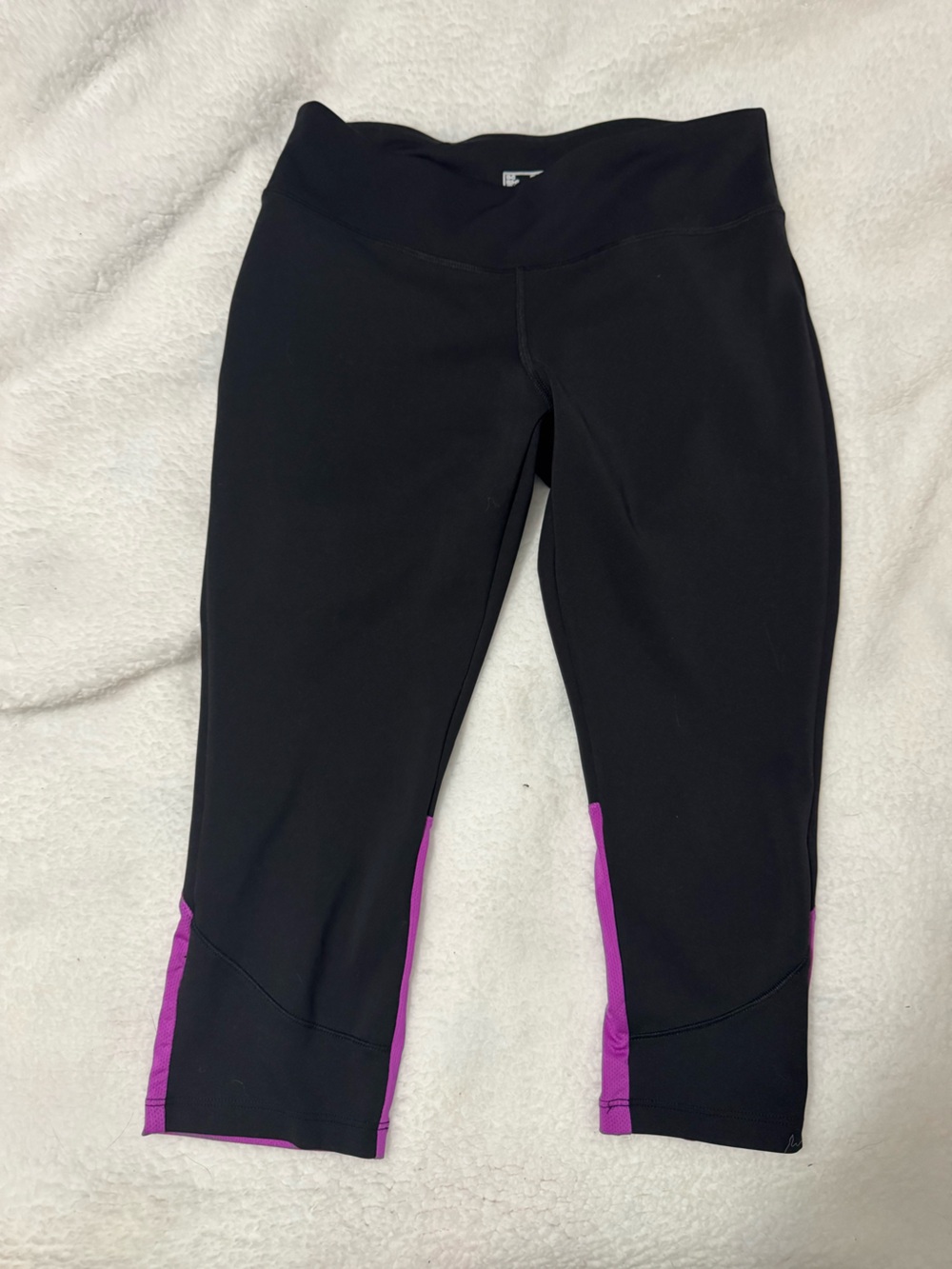 New Balance Black Capri Leggings with Purple Side Panels